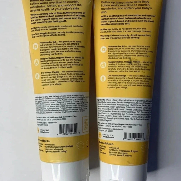 Hello Bello Baby Lotion Plant Based 8.5 Fl Oz Vanilla Apricot 2 Tubes - Picture 3 of 6